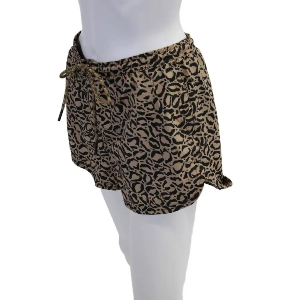 The Upside Womens Drawstring Leopard Efrem Short Shorts Brown Black Size 6